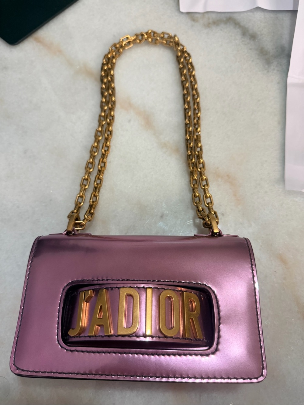 Dior Metallic Pink J'Adior Mini Shoulder Bag with Gold Hardware